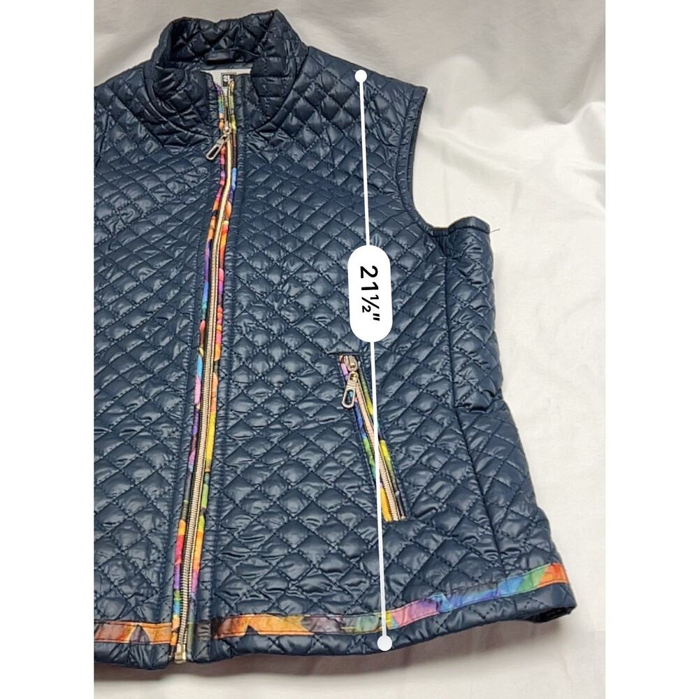 BC Freewill Cropped Micro Puffer Jacket & Vest Size Small Navy Bright Floral - Picture 9 of 12